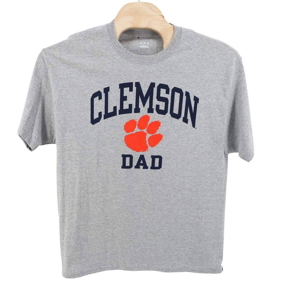 NEW Champion Clemson Dad Paw Print Gray T Shirt Men's XL Athletic‎ Authentic Tee